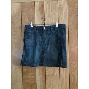 Calvin Klein Jeans Womens Dark Wash Denim Mini Skirt Size 10 Stretch Blue Cotton